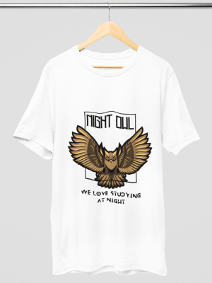 Pure Cotton Round Neck Half Sleeve Unisex T-Shirt | Night Owl Design