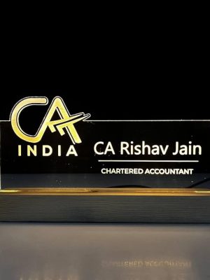 WOWOOD Customized LED Name Plate for Office Desk Table Name Sign Gift For CA Chartered Accountant Aspirants Student Motivational decor Size (10 x 6 inch)