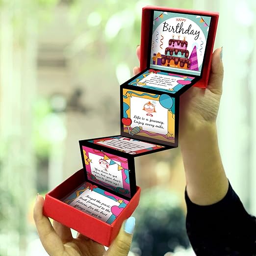 exciting Lives - Birthday Messages Popup Gift Box - Gift for Birthday, Anniversary, For Friends, Boyfriend, Girlfriend, Husband, Wife, Siblings - 8 x 8 x 2.5 cm 1 exciting lives Birthday Messages Popup Gift Box