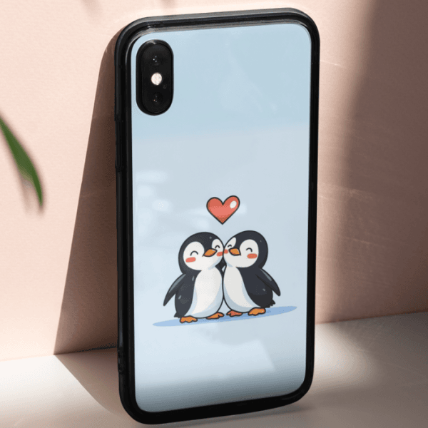 Cute Penguin Love Couple Mobile Back Cover - Image 3