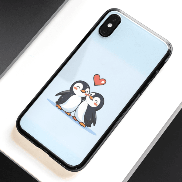 Cute Penguin Love Couple Mobile Back Cover - Image 2