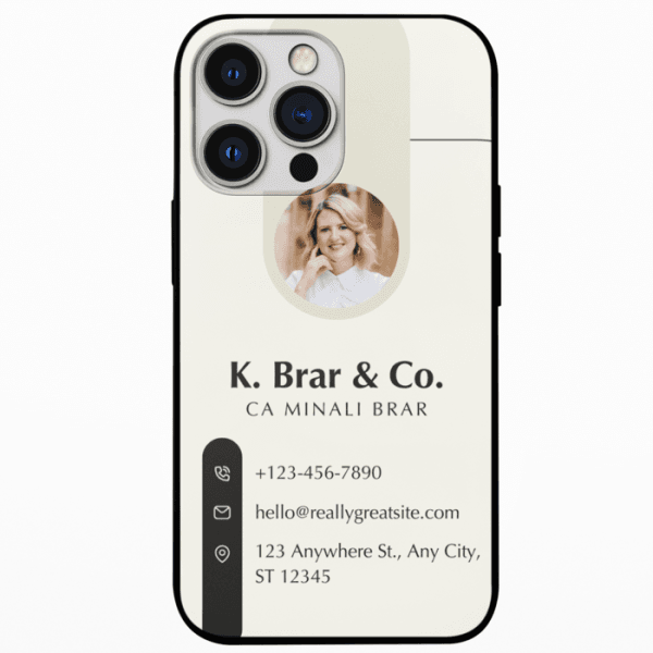 Professional Visiting Card Design Glossy Metal + TPU Mobile Back Cover - Image 2