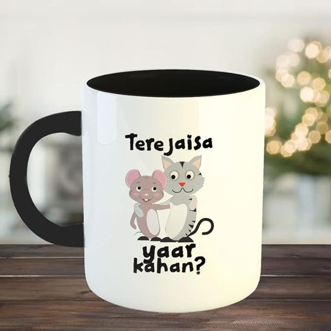 Happu - Happy Friendship Day Coffee Mug with 1 Friendship Band, Tere Jaisa Yaar Kahan Rat & Cat, Friendship Day Gift for Women|Mens, Friendship Day Gift for Boy|Girl|Colleagues, 325 ML(11Oz),5902-BK 3 Happu - Happy Friendship Day Coffee Mug with 1 Friendship Band, Tere Jaisa Yaar Kahan Rat & Cat, Friendship Day Gift for Women|Mens, Friendship Day Gift for Boy|Girl|Colleagues, 325 ML(11Oz),5902-BK - Image 3
