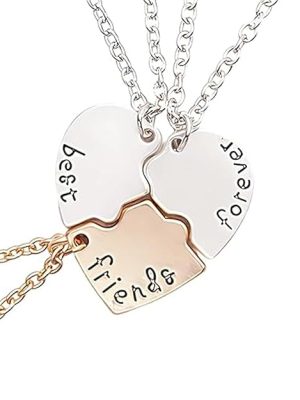 Zytiqt 3 Piece Best Friend Necklace,Friendship Necklace,Pendant Set for Girls, Birthday Gift for Friend,Gift for Best Friend Girl, Gift Set for Women, Sisters,for Everyday Wear