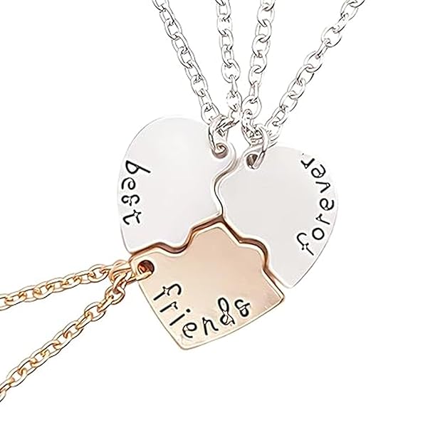 Zytiqt 3 Piece Best Friend Necklace,Friendship Necklace,Pendant Set for Girls, Birthday Gift for Friend,Gift for Best Friend Girl, Gift Set for Women, Sisters,for Everyday Wear 1 Zytiqt 3 Piece Best Friend Necklace,Friendship Necklace,Pendant Set for Girls, Birthday Gift for Friend,Gift for Best Friend Girl, Gift Set for Women, Sisters,for Everyday Wear