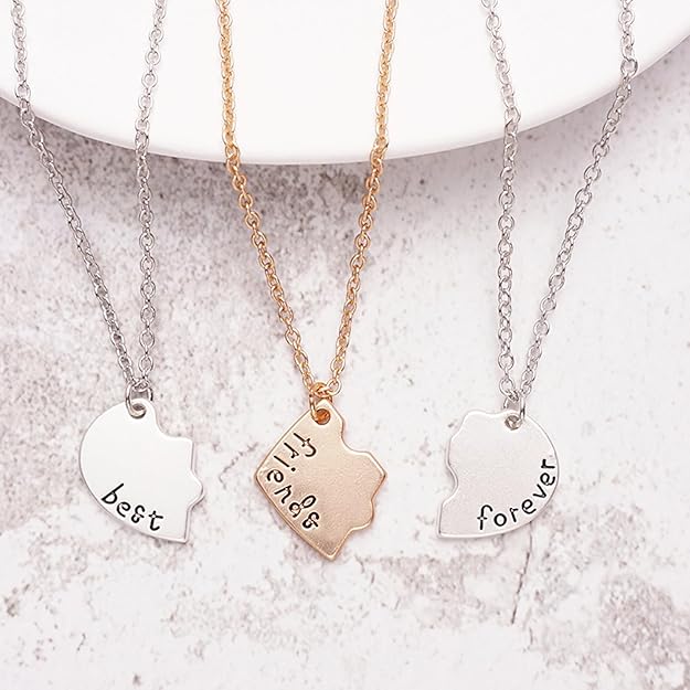 Zytiqt 3 Piece Best Friend Necklace,Friendship Necklace,Pendant Set for Girls, Birthday Gift for Friend,Gift for Best Friend Girl, Gift Set for Women, Sisters,for Everyday Wear 2 Zytiqt 3 Piece Best Friend Necklace,Friendship Necklace,Pendant Set for Girls, Birthday Gift for Friend,Gift for Best Friend Girl, Gift Set for Women, Sisters,for Everyday Wear - Image 2