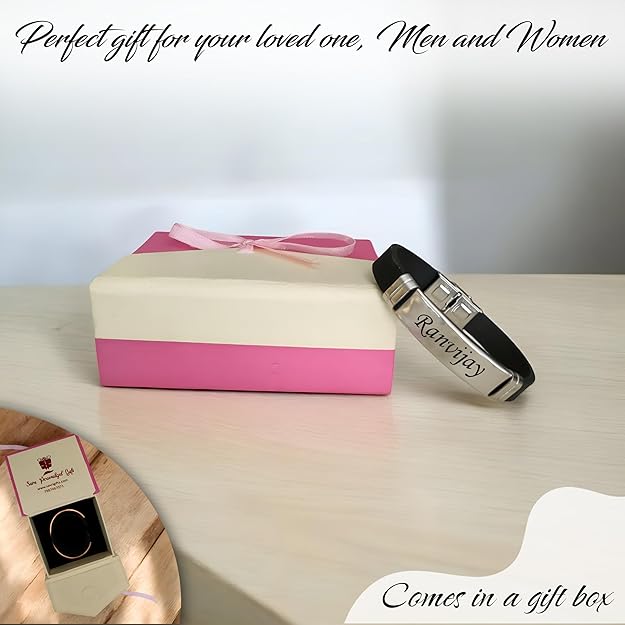 SAVRI Personalized Unisex Strap Bracelet with choice of Name,Text or Logo on Metal Band 4 SAVRI Personalized Unisex Strap Bracelet with choice of Name,Text or Logo on Metal Band - Image 4