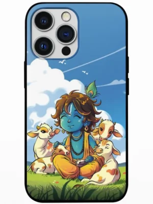 Little Krishna with His Calves Mobile Back Cover